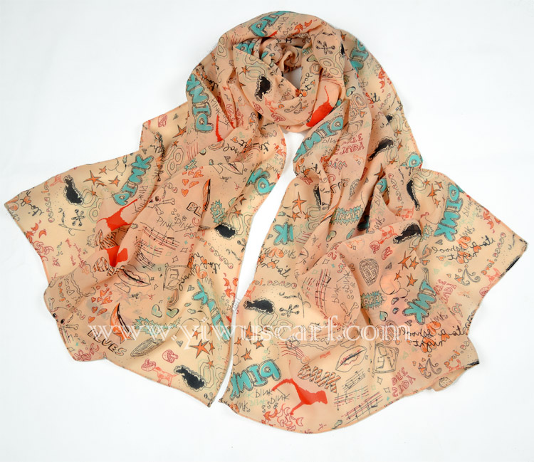 silk shawl print scarf