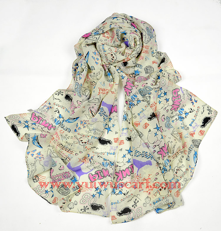 silk shawl print scarf