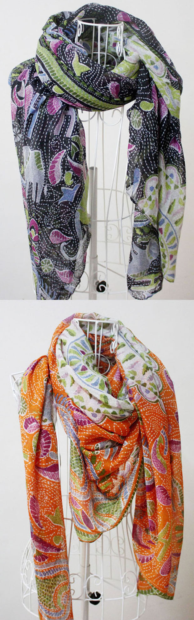 U.S. cashew flower scarf gloves