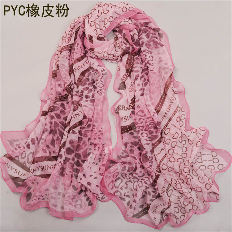 Leopard grain splicing scarf, silk georgette