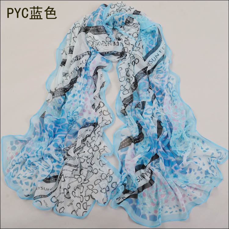 Leopard grain splicing scarf, silk georgette
