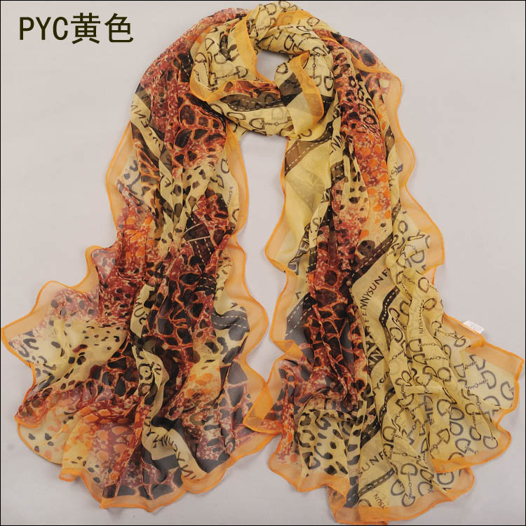 Leopard grain splicing scarf, silk georgette