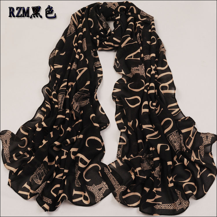 Letters chiffon scarf