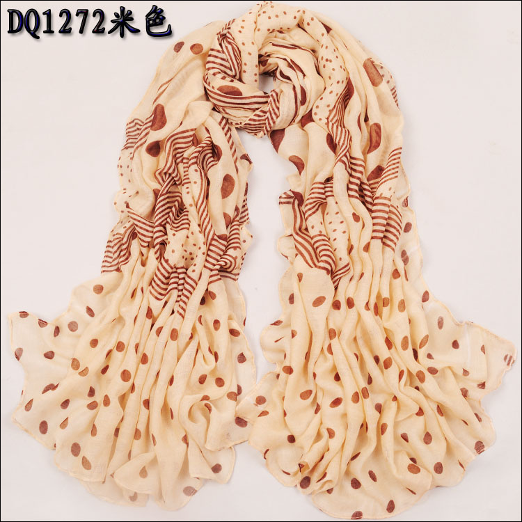Dot color matching scarf, cotton and linen scarf