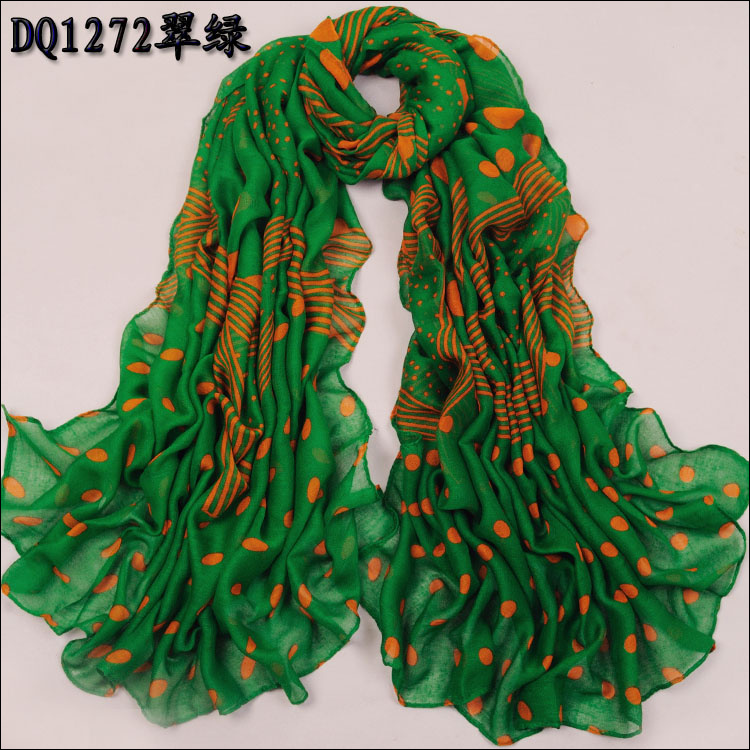 Dot color matching scarf, cotton and linen scarf