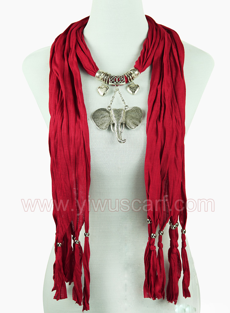 Elephant jewelry scarf pendant