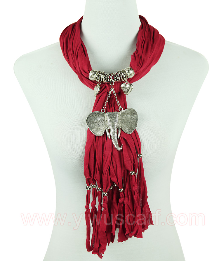 Elephant jewelry scarf pendant
