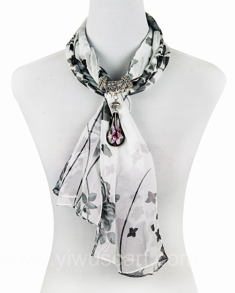 Letters numerals pendant jewelry scarf