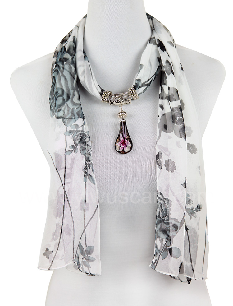 Letters numerals pendant jewelry scarf