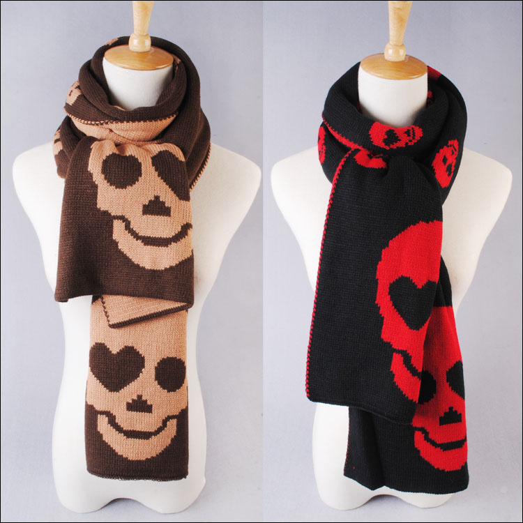winter lady knitting wool scarf