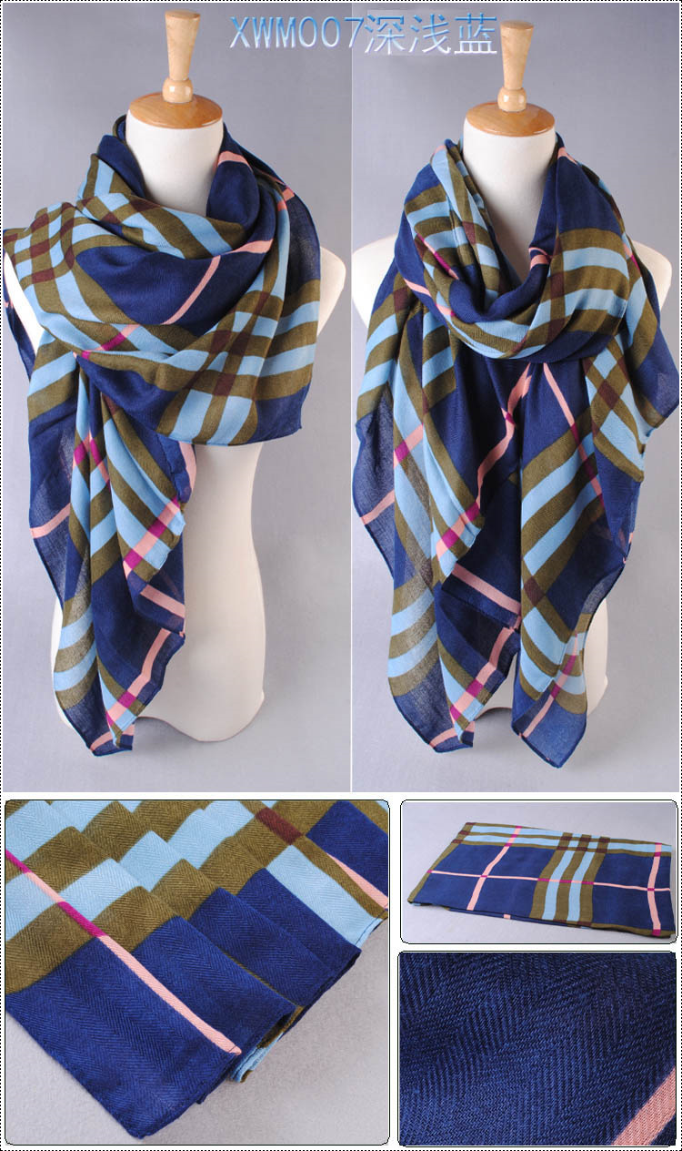 Large plaid cotton scarves