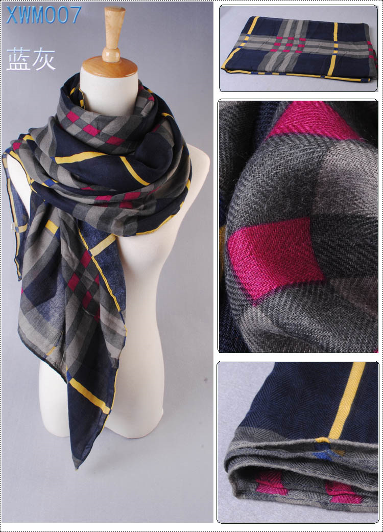 Large plaid cotton scarves