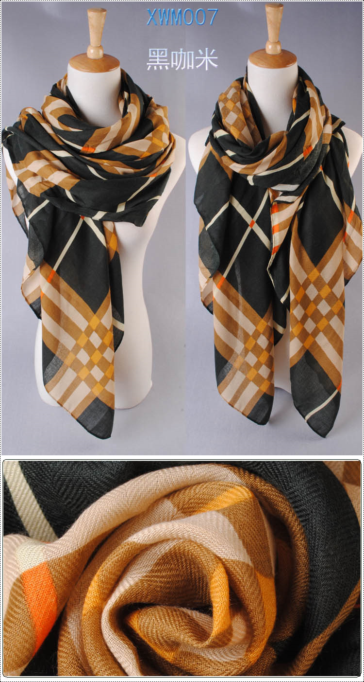 Large plaid cotton scarves