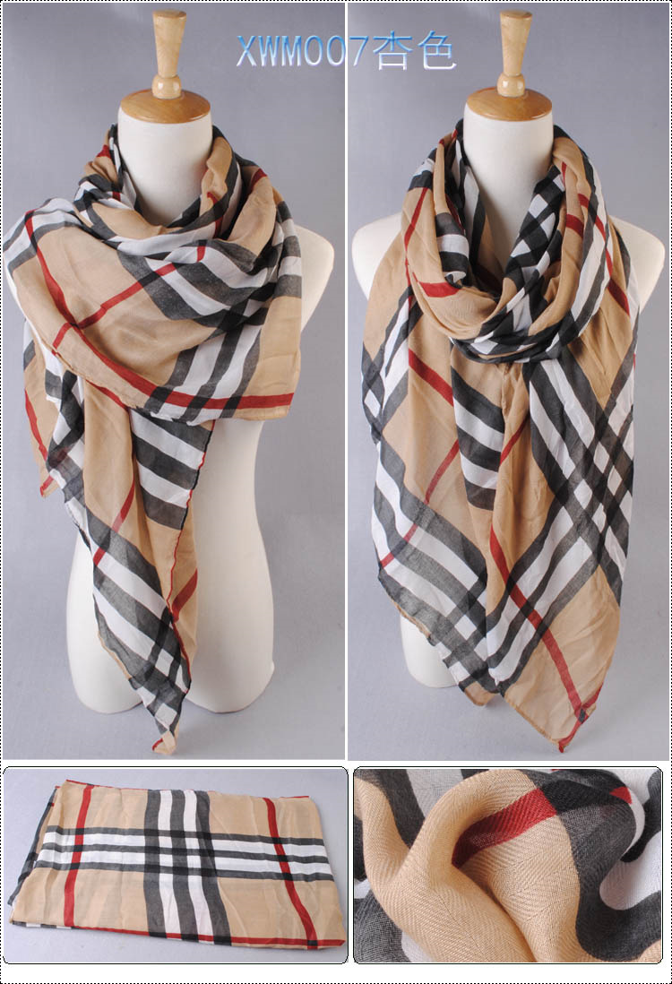 Large plaid cotton scarves