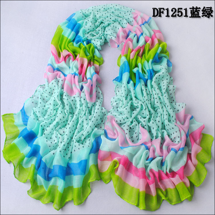 chiffon women scarf Dot spell color cotton shawl Wrap