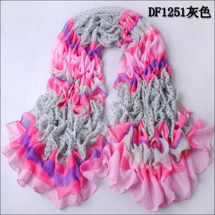 chiffon women scarf Dot spell color cotton shawl Wrap