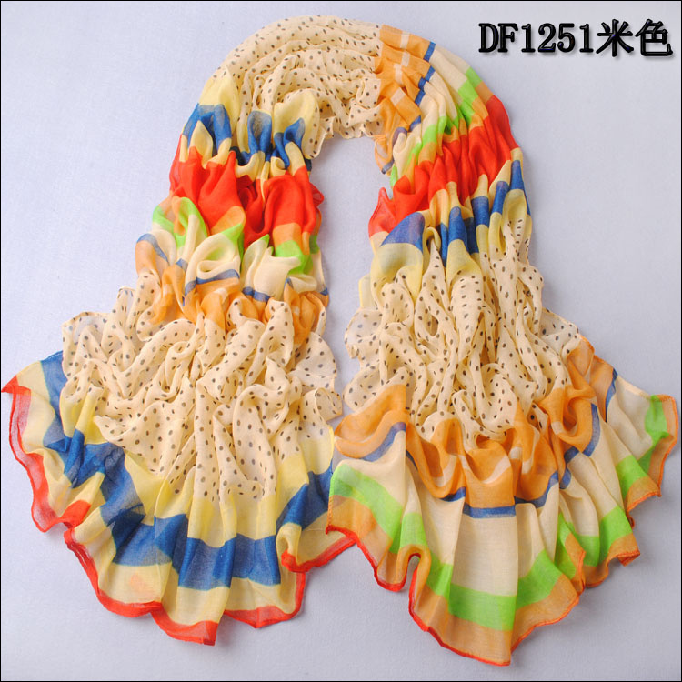 chiffon women scarf Dot spell color cotton shawl Wrap
