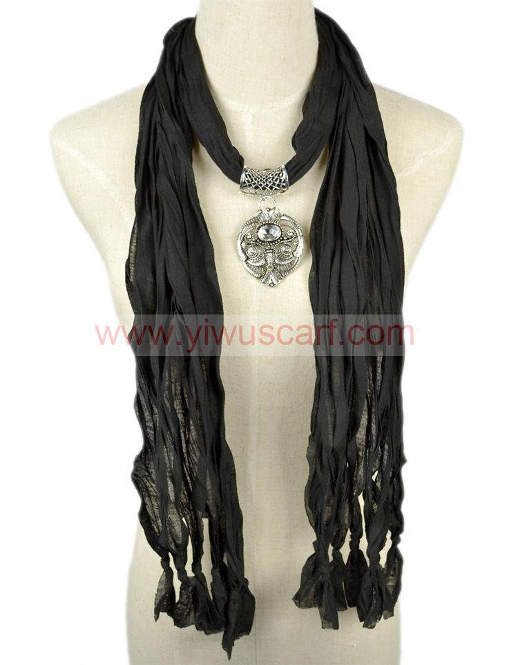 Black Pendant Jewelry Scarf