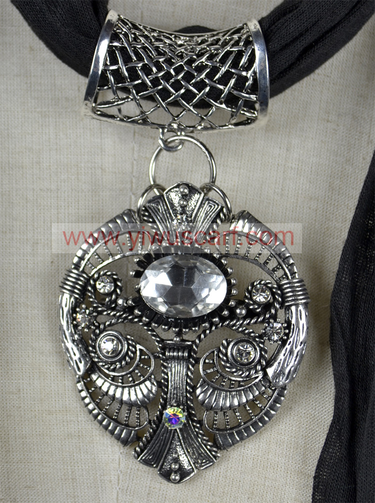 Black Pendant Jewelry Scarf
