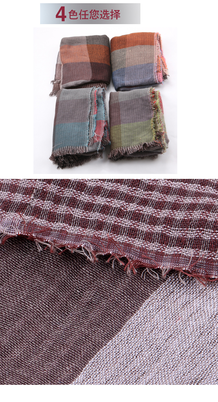 Colored plaid cotton scarves