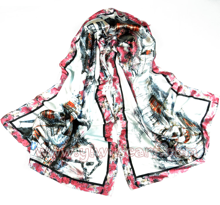 China rivers and lakes stylish silk scarf