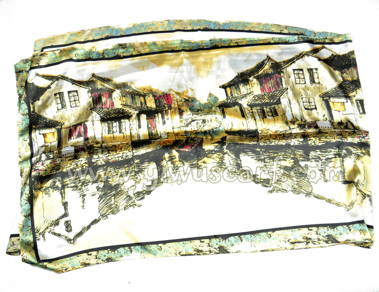China rivers and lakes stylish silk scarf