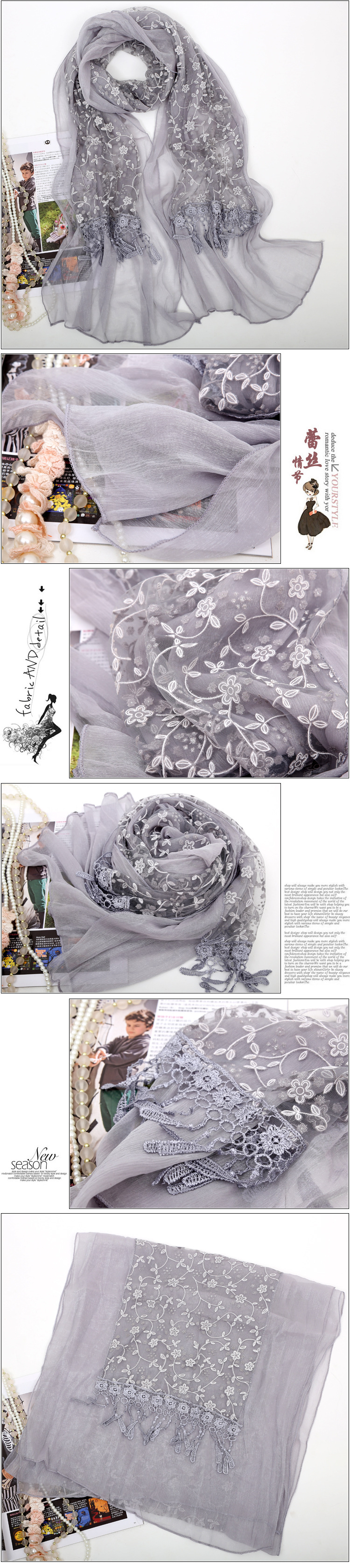 lace scarf with silk scarf