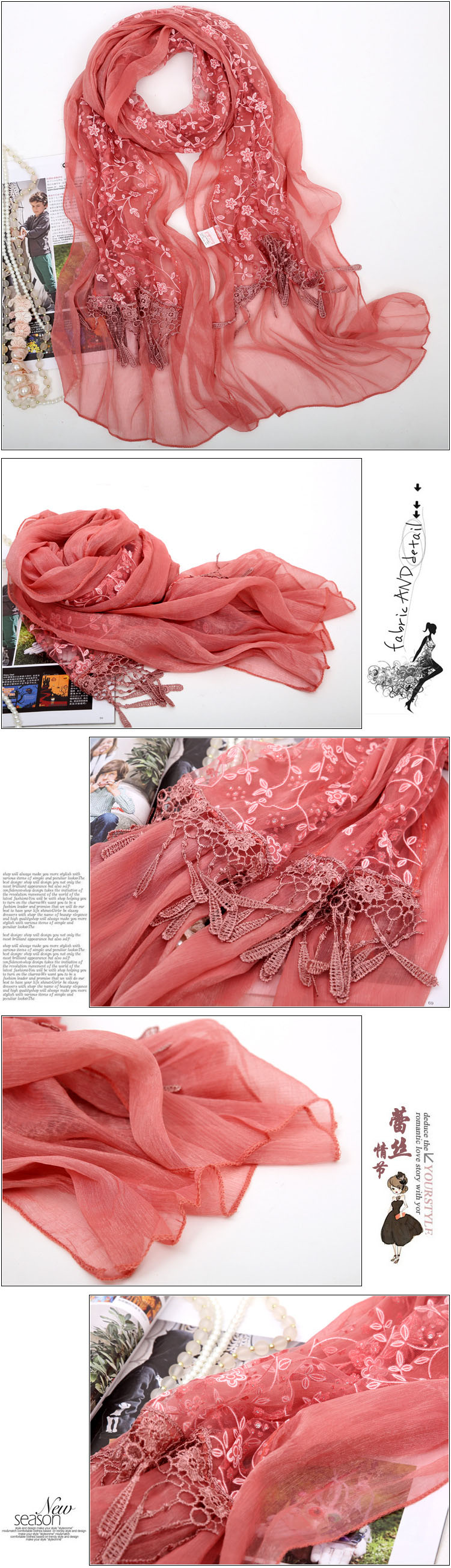 lace scarf with silk scarf