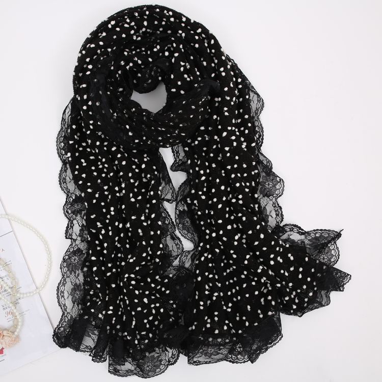 woolen with lace scarf