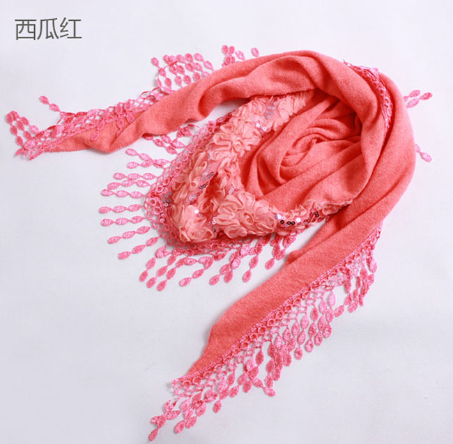 Lace triangle towel cotton scarf
