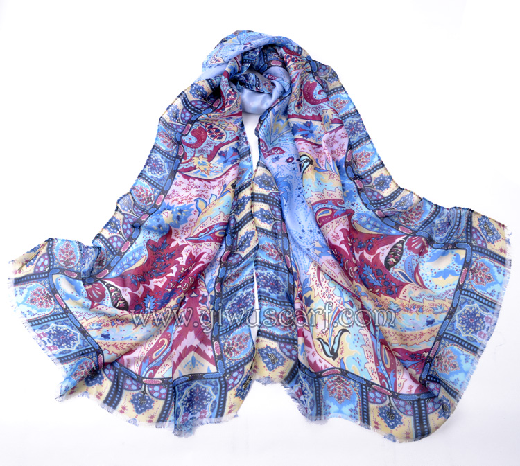 Womens scarf Silk Large Cashew Printing Shawl