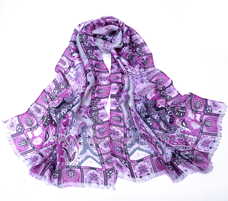Womens scarf Silk Large Cashew Printing Shawl