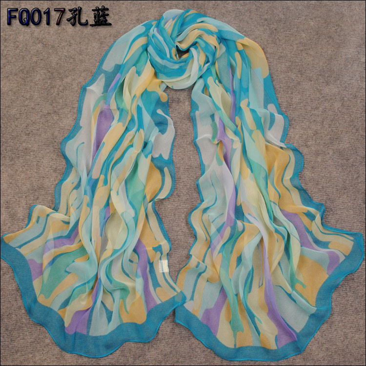 Colorful hand painted scarves