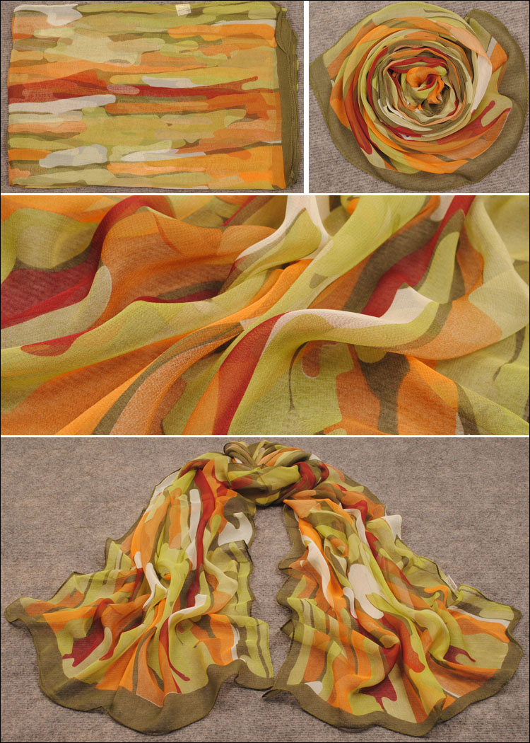 Colorful hand painted scarves