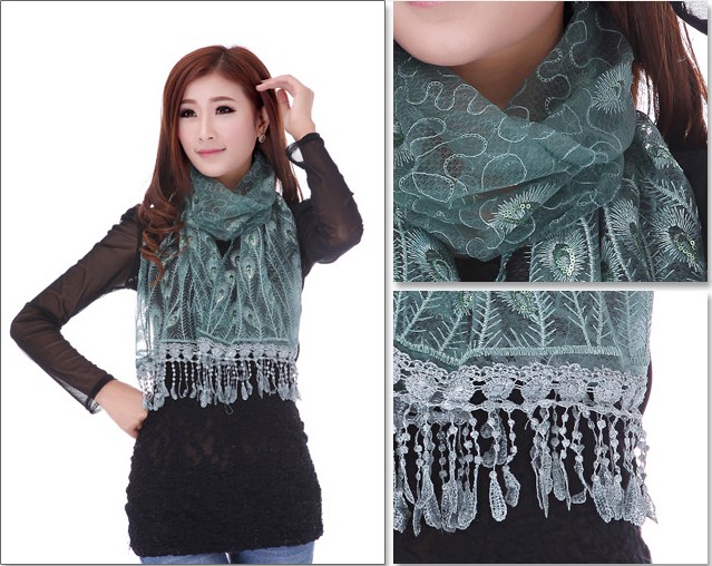 lace fabric long scarf for lady