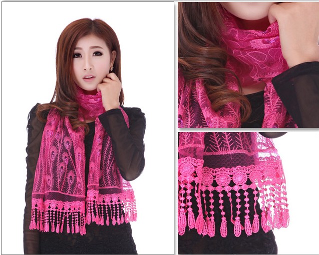 lace fabric long scarf for lady