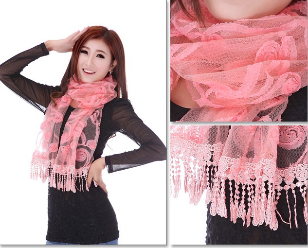 lace fabric long scarf for lady