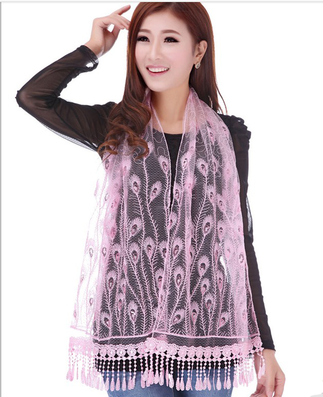 lace fabric long scarf for lady