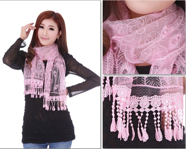 lace fabric long scarf for lady
