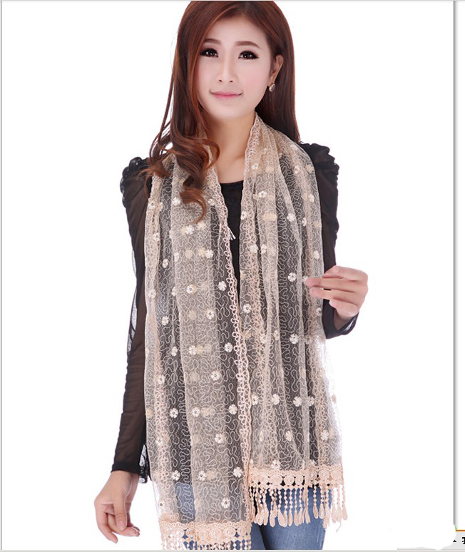 lace fabric long scarf for lady