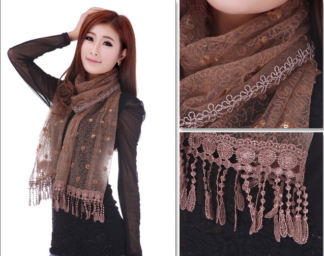 lace fabric long scarf for lady