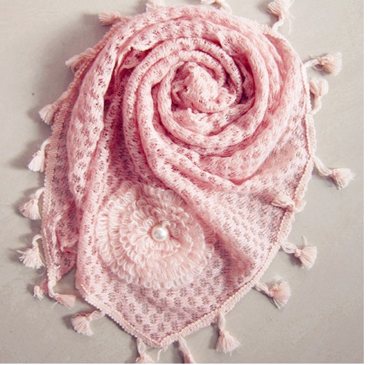 lace triangle silk scarf for autumn or winter 