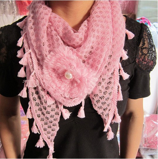 lace triangle silk scarf for autumn or winter 