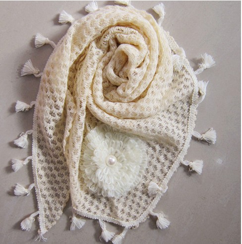 lace triangle silk scarf for autumn or winter 