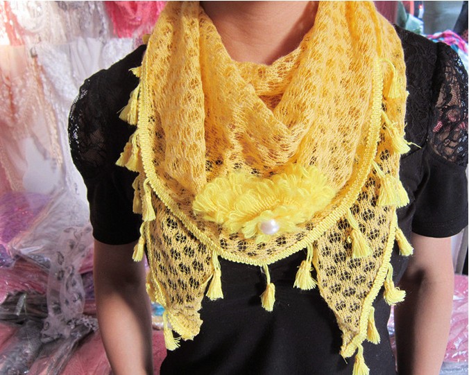 lace triangle silk scarf for autumn or winter 