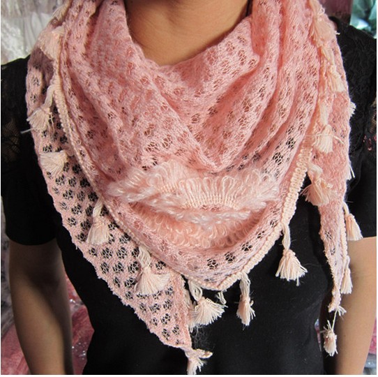 lace triangle silk scarf for autumn or winter 