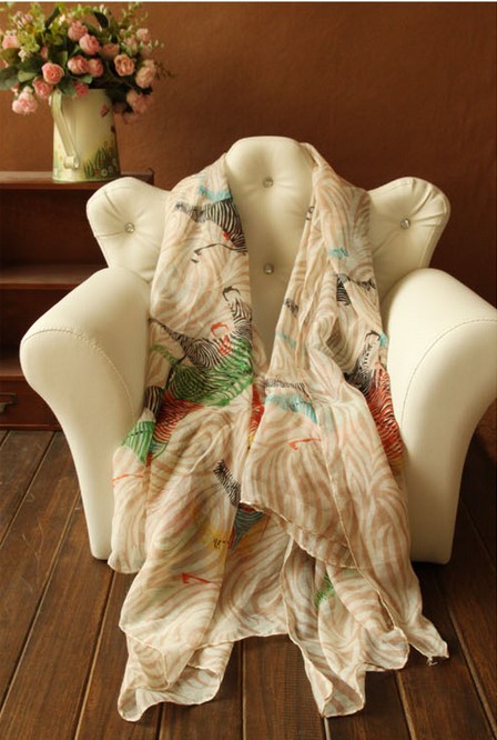 cotton fabric zebra stripe scraf for women
