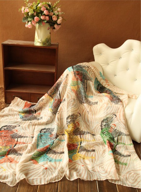 cotton fabric zebra stripe scraf for women