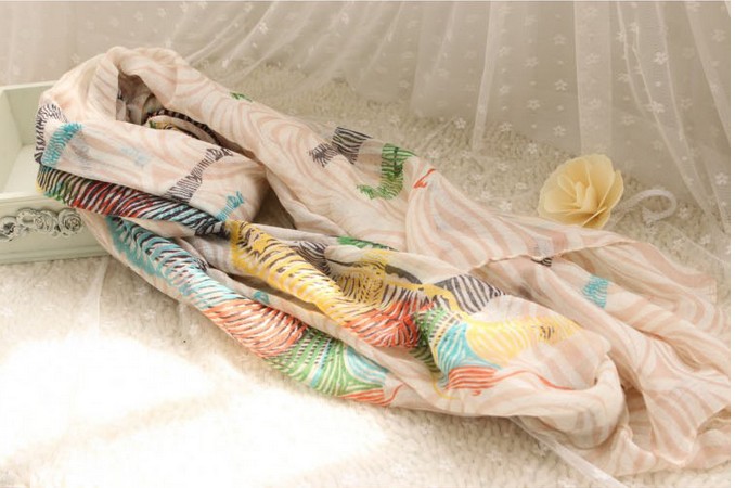 cotton fabric zebra stripe scraf for women