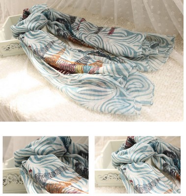cotton fabric zebra stripe scraf for women